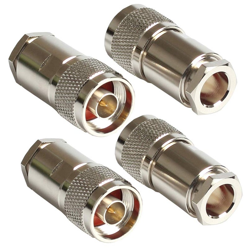Riotaxy N Connectors Male Connector for LMR400 Cable Belden 9913 RG8 Cable Nickel Machined Brass Construction (4piece clamp) - Image 1